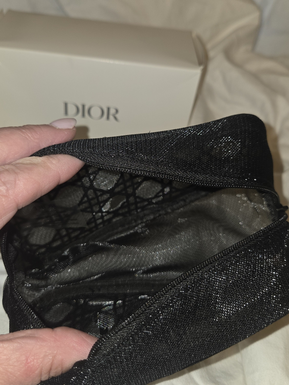 Designer Black Mesh Logo Pouch - Picture 3 of 7